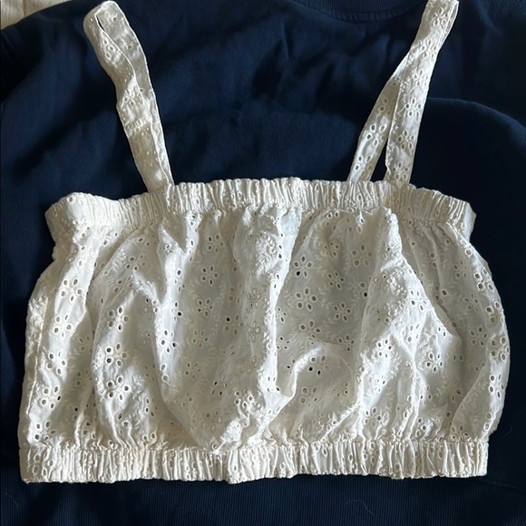 Madewell White Eyelet Crop Top - Picture 1 of 7